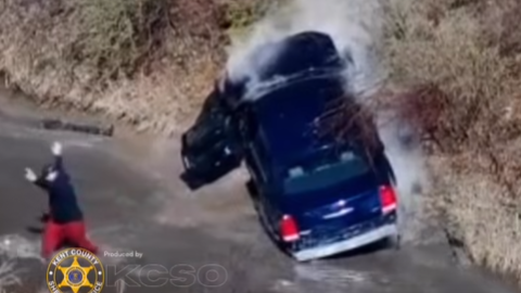 Video shows driver crashing into pond during police chase in Kent County