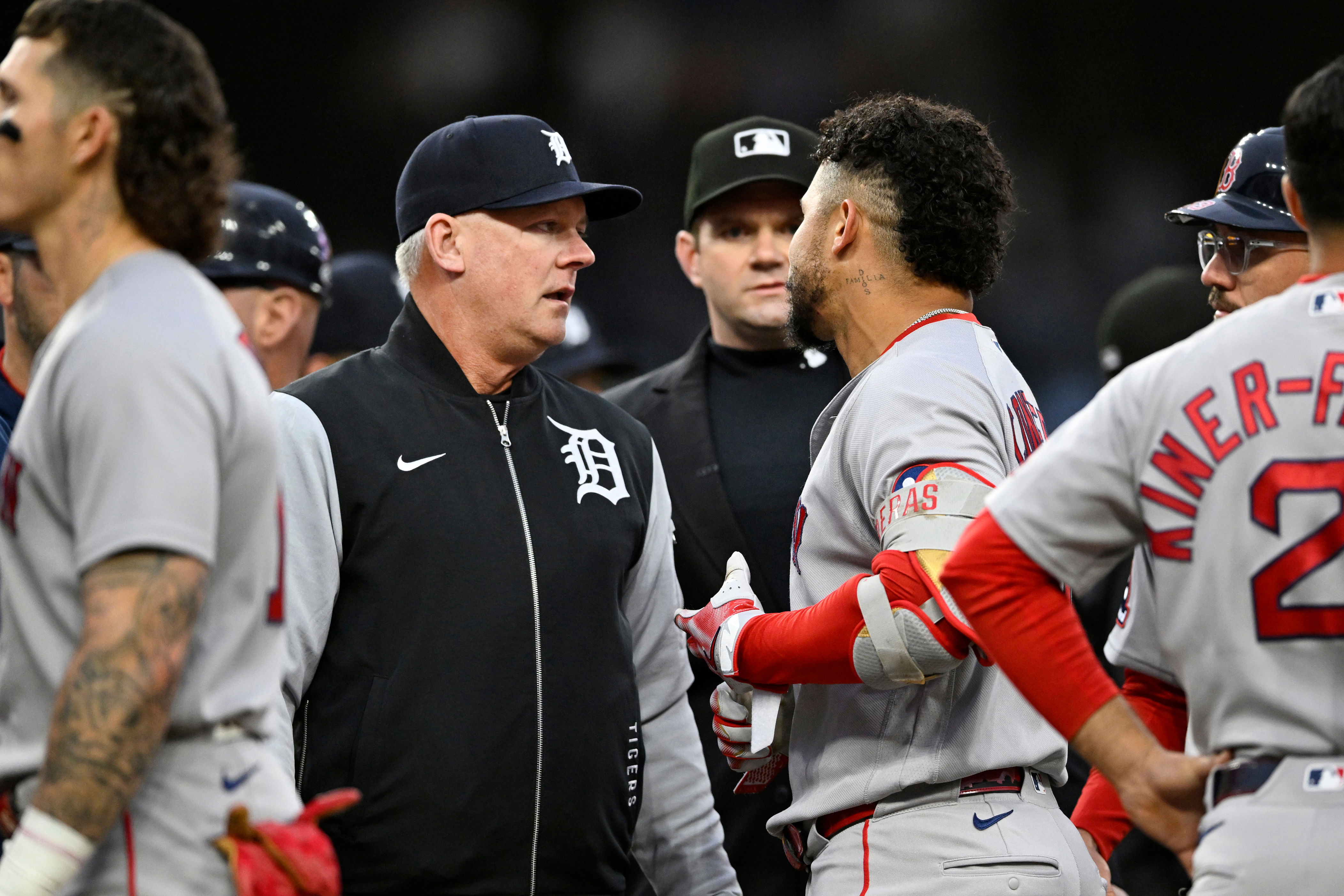 Rafaela homers and drives in four runs as the Red Sox rout the Tigers 10-3
