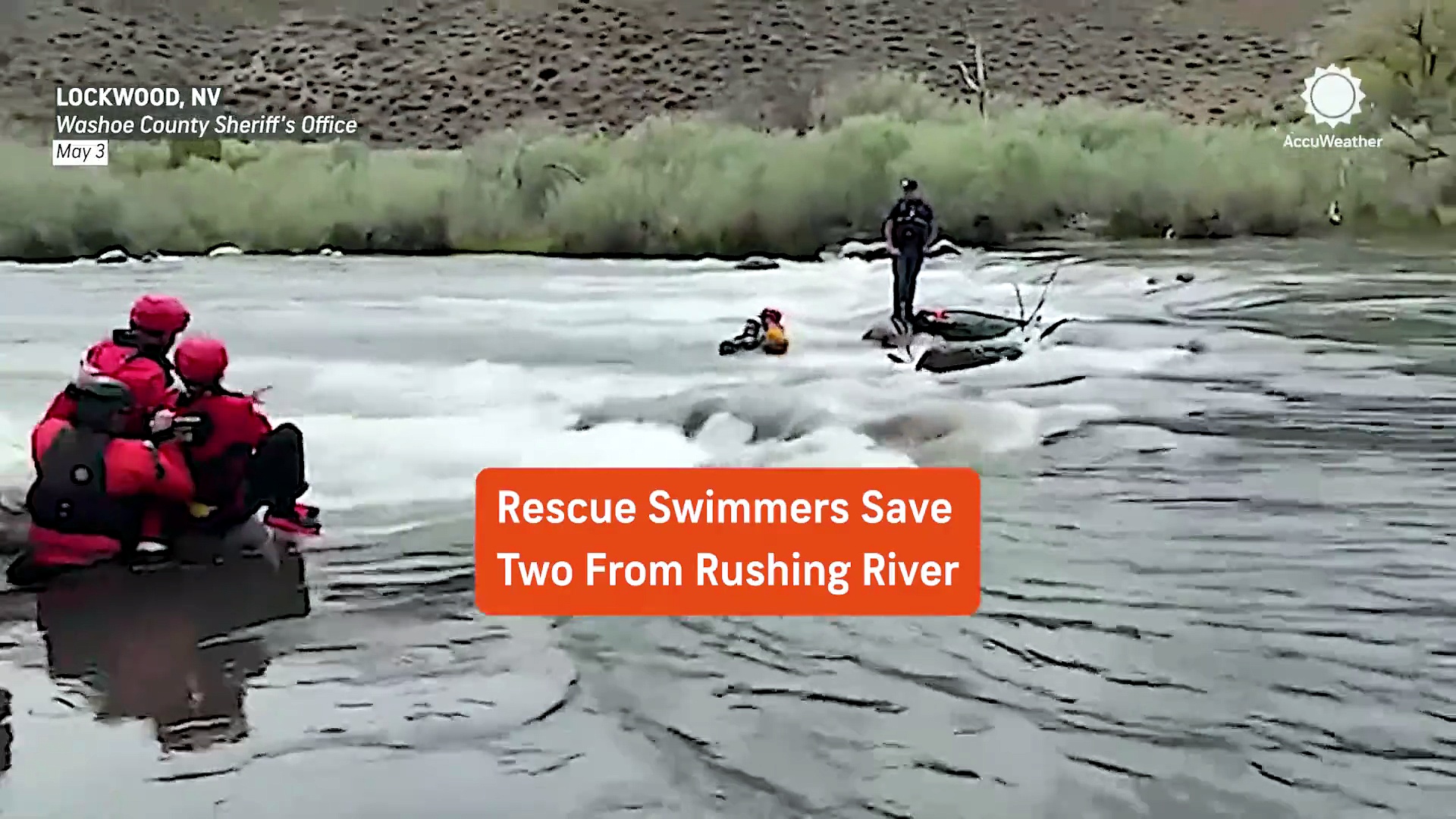 Swift water rescue saves two stranded in rapid river in Nevada