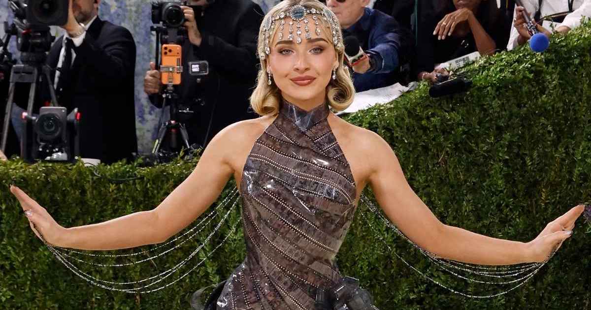 Sabrina Carpenter's plunging Valentino bodysuit goes heavy on fringes