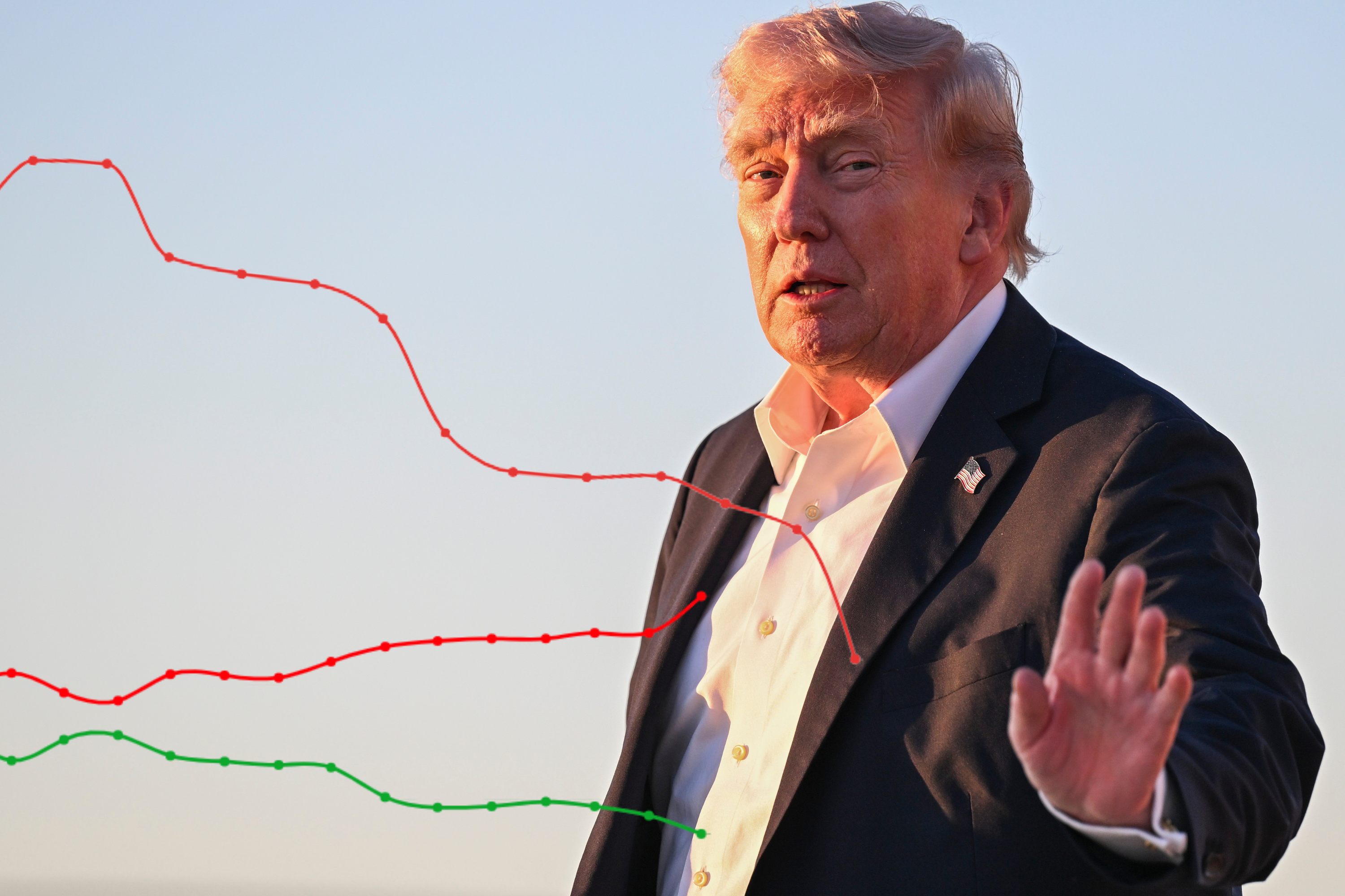 Donald Trump waves while disembarking from Air Force One upon arrival from Miami on May 3, 2026 at Joint Base Andrews, Florida.