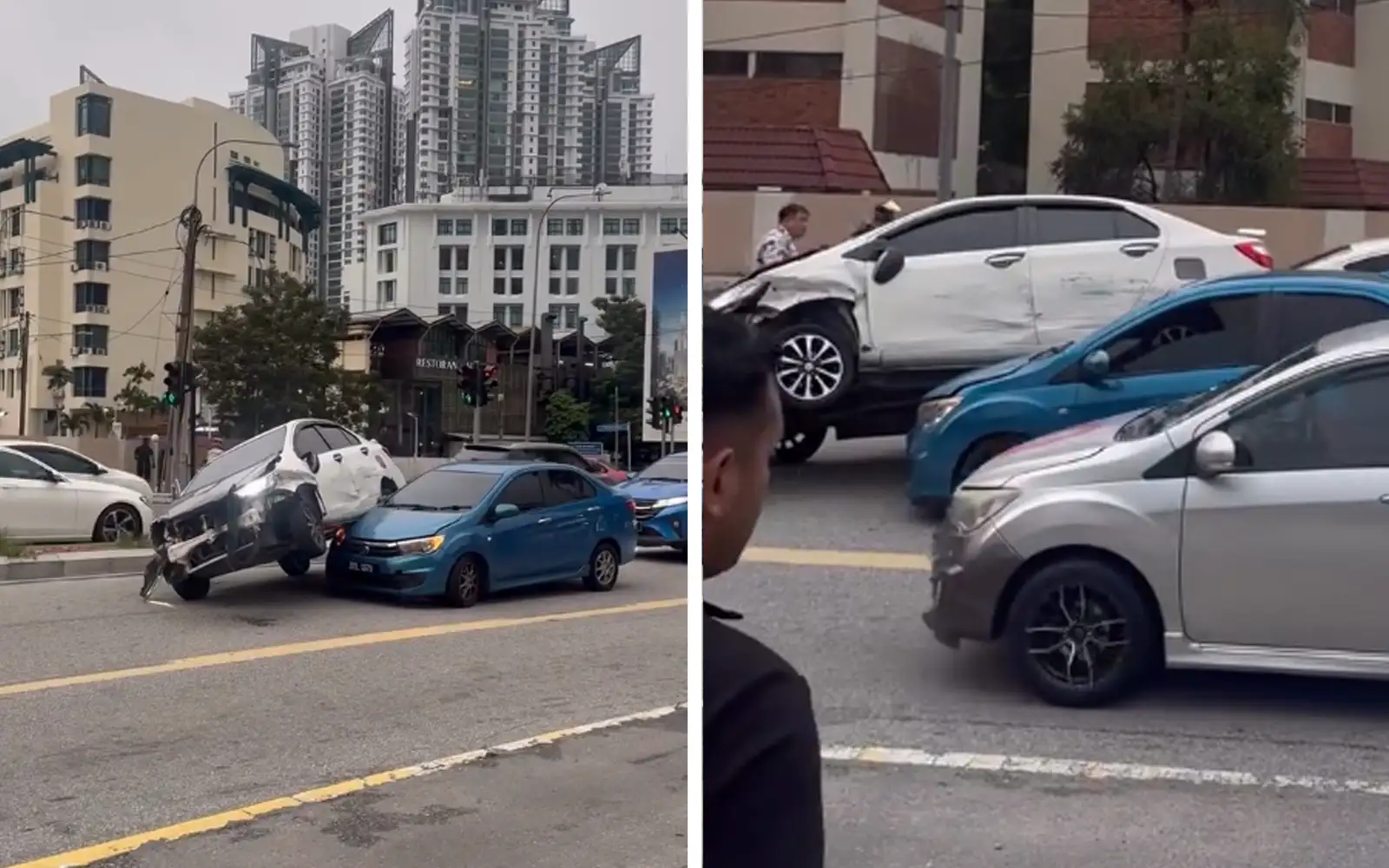 Man arrested after police chase ends in 3-vehicle crash at Jalan Ampang