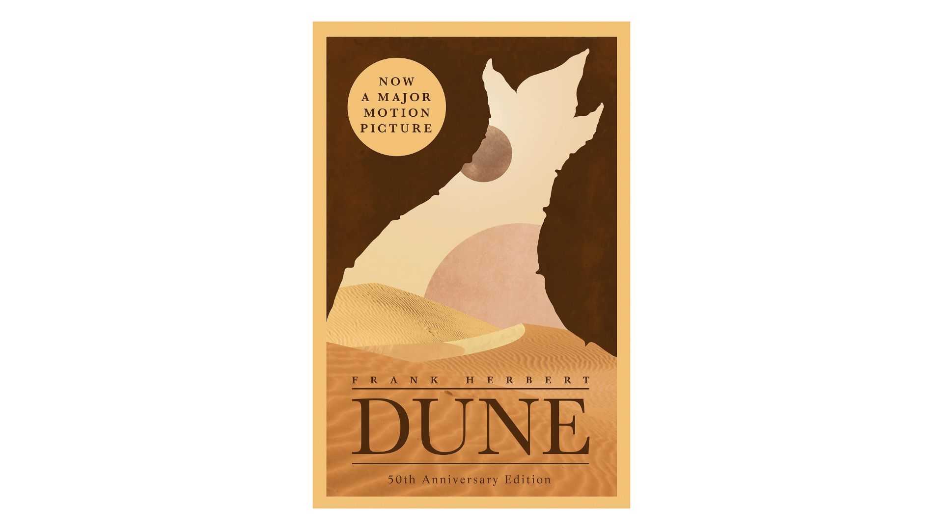 Dune by Frank Herbert book cover on a white background