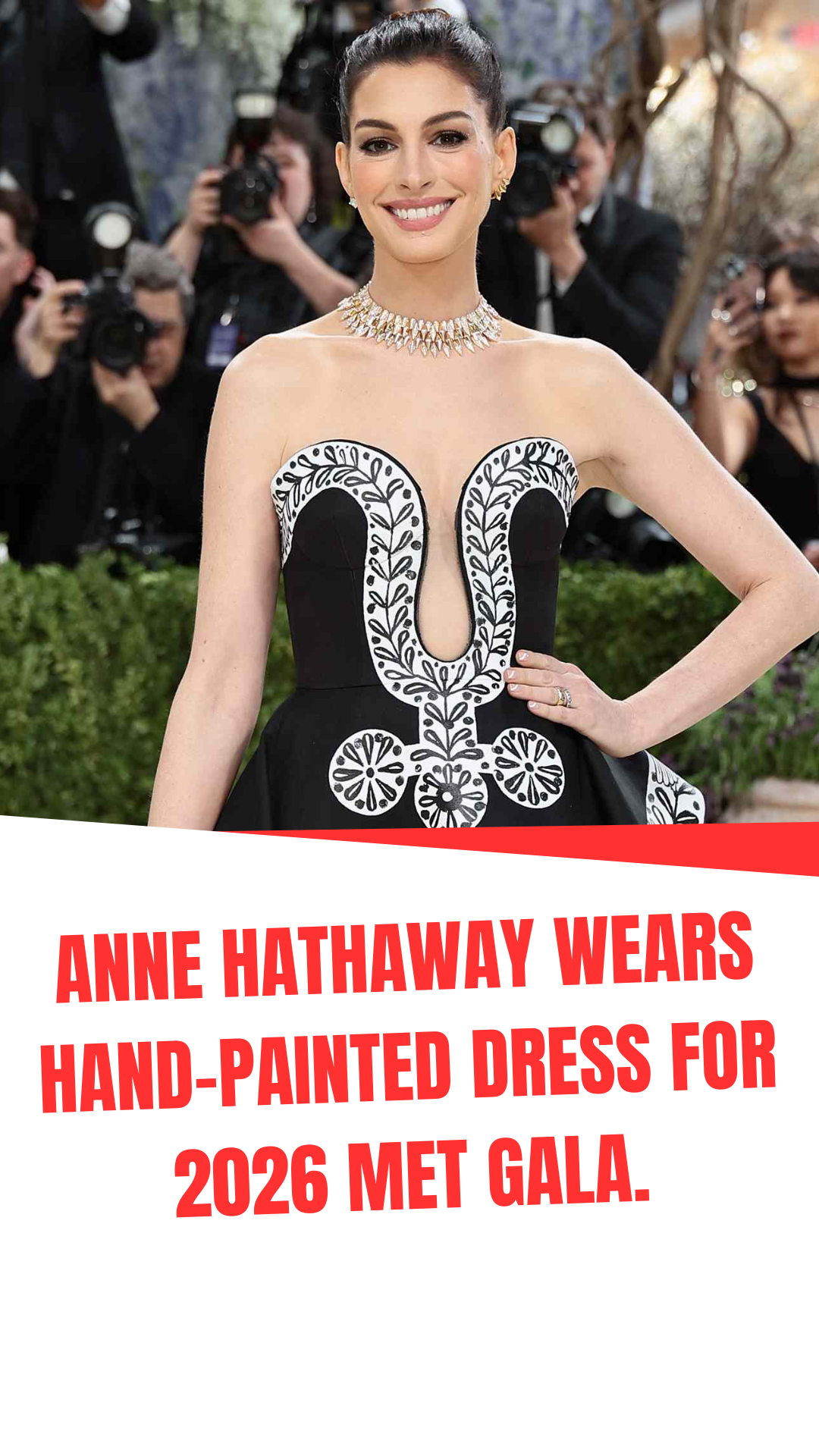 Anne Hathaway wears hand-painted dress for 2026 Met Gala