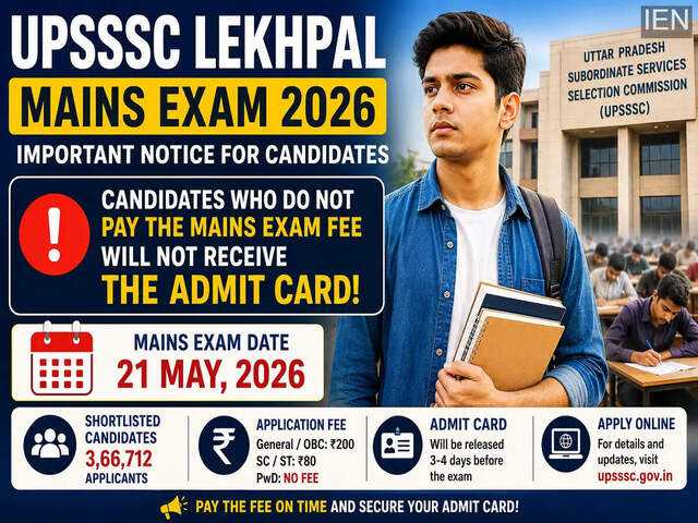 UPSSSC lekhpal mains exam 2026: Important fee payment and admit card ...