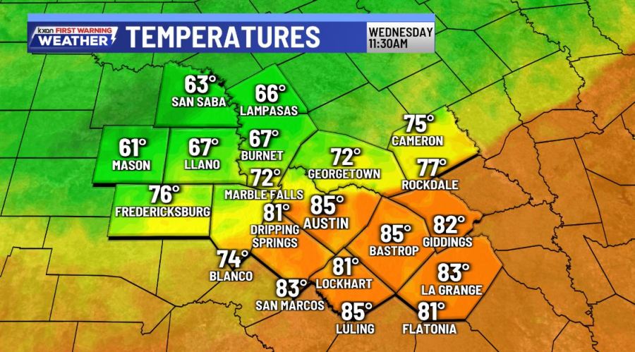 Cold front brings spotty storms, cooler temps midweek