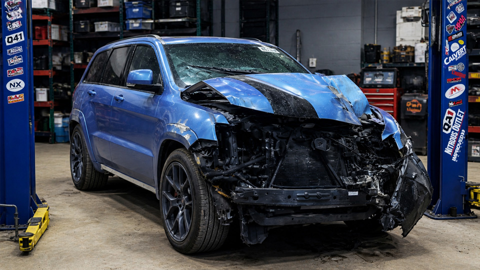 This totaled Trackhawk starts a risky build
