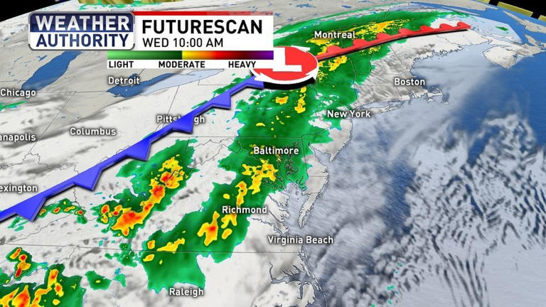 Rain and storms move into Maryland
