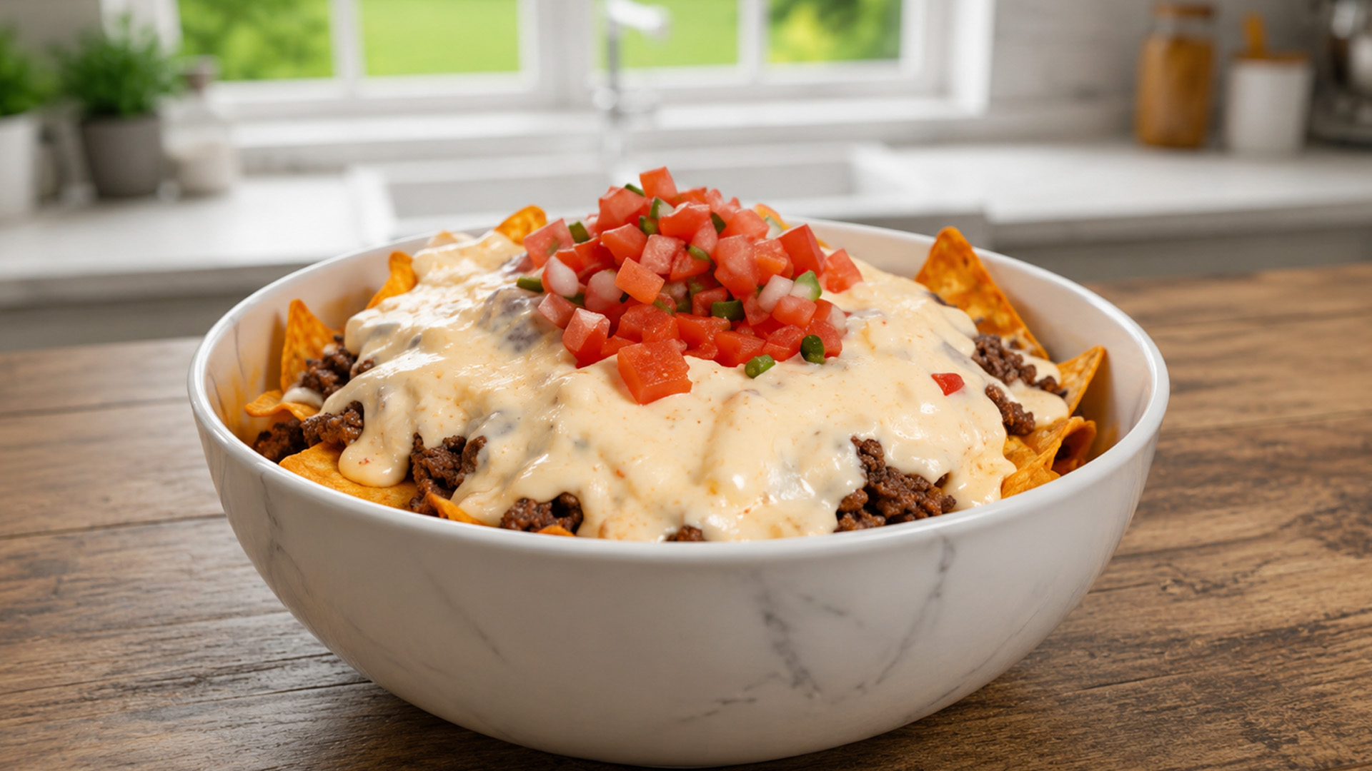 How to make loaded beef nachos with creamy cheese sauce