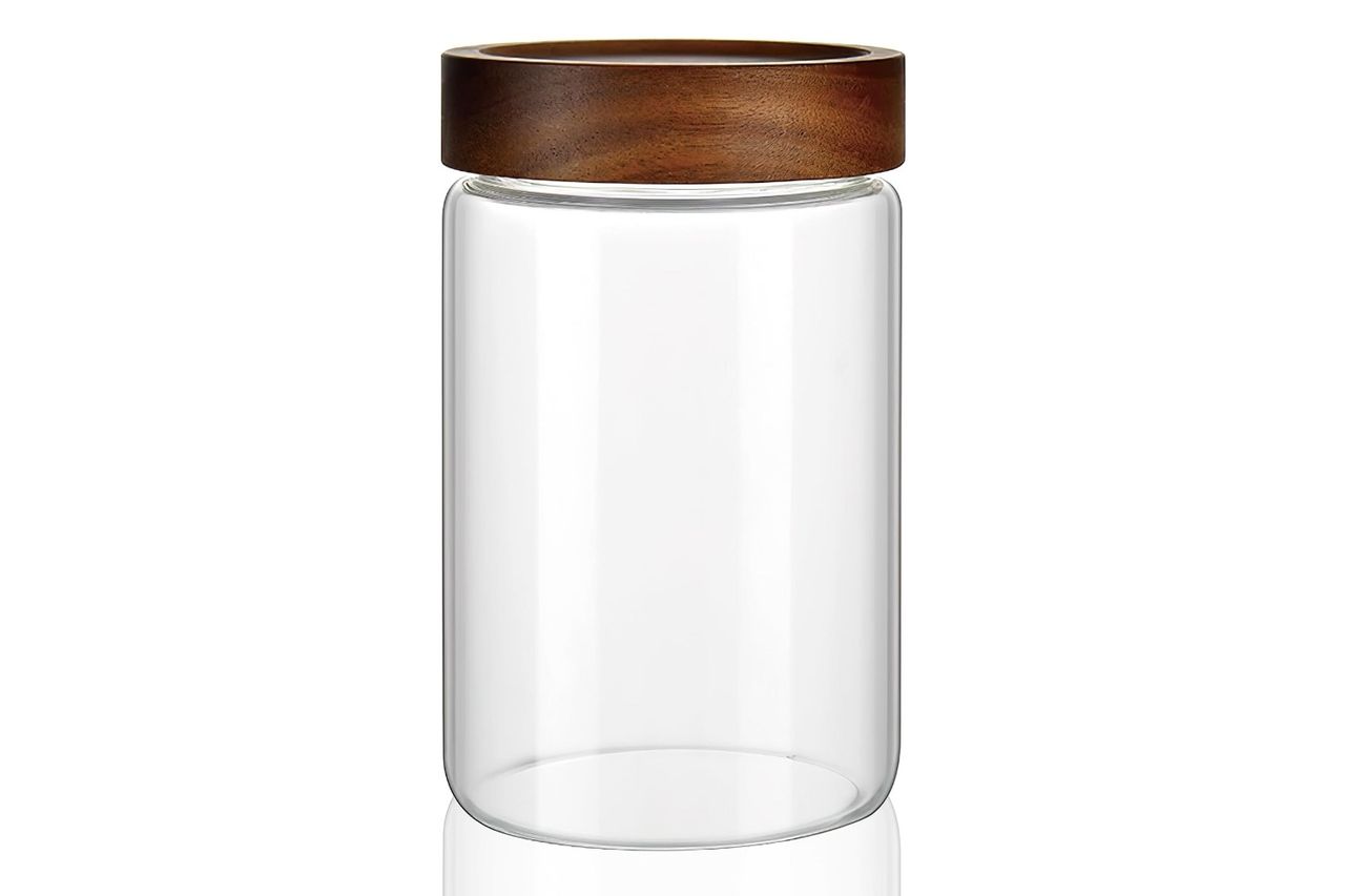 Clear Glass Storage Canister with Airtight Wooden