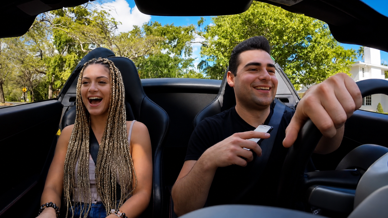 Uber riders react to being picked up in a McLaren