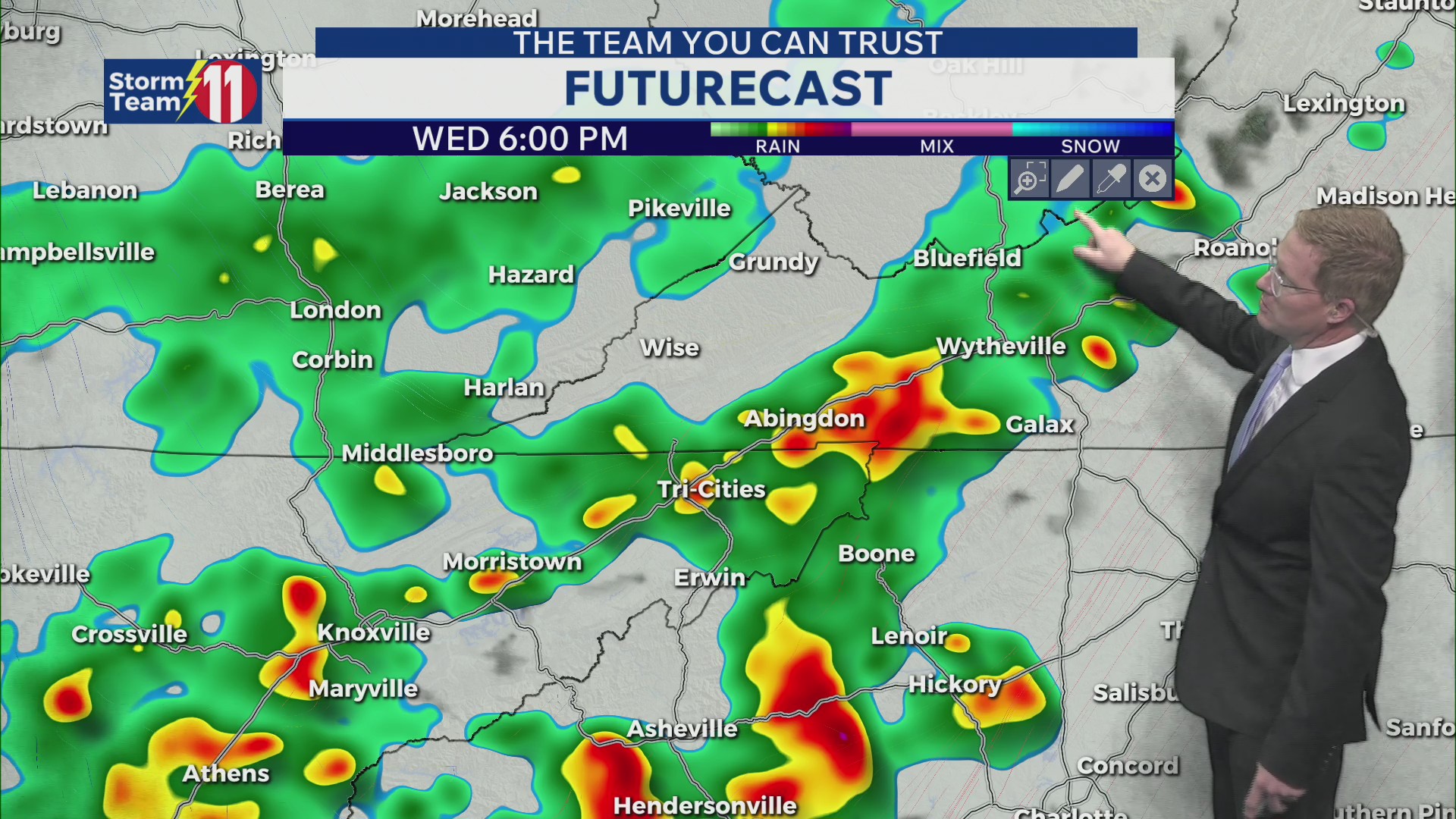 Widespread showers and storms
