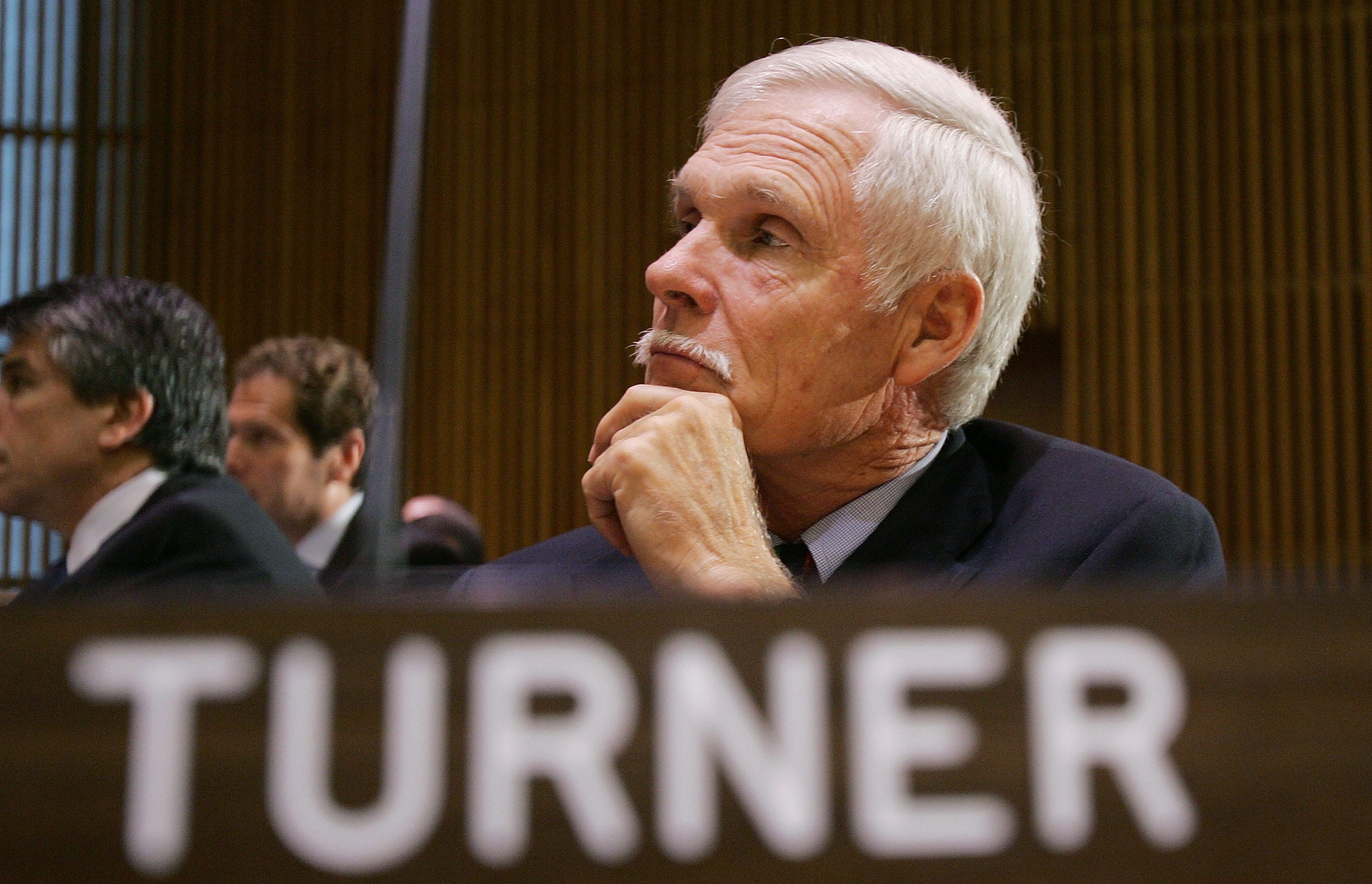 Ted Turner attends the 2005 Institutional Investor Summit on Climate Risk at United Nations headquarters May 10, 2005, in New York City. The summit addressed climate risk, management and opportunity with regard to global warming.