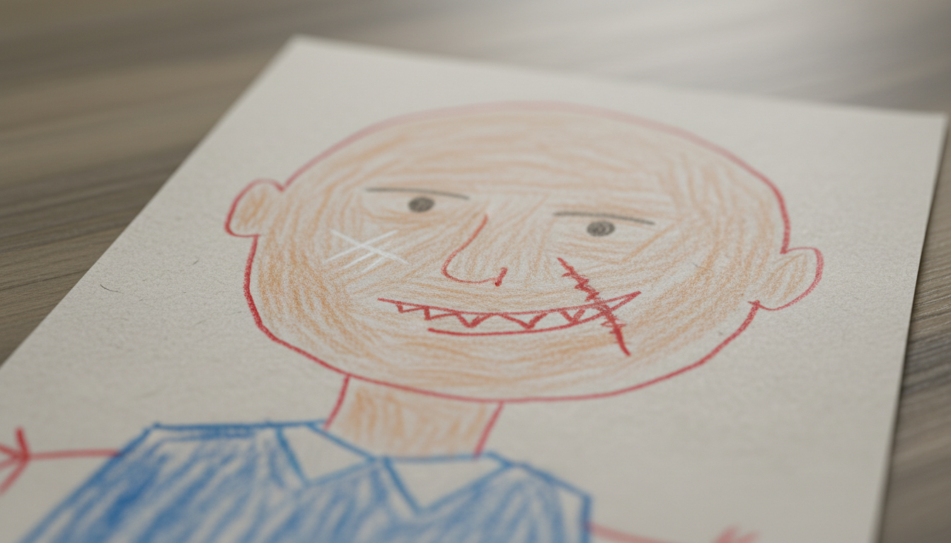 My son kept drawing the same man – one day, he knocked on our door
