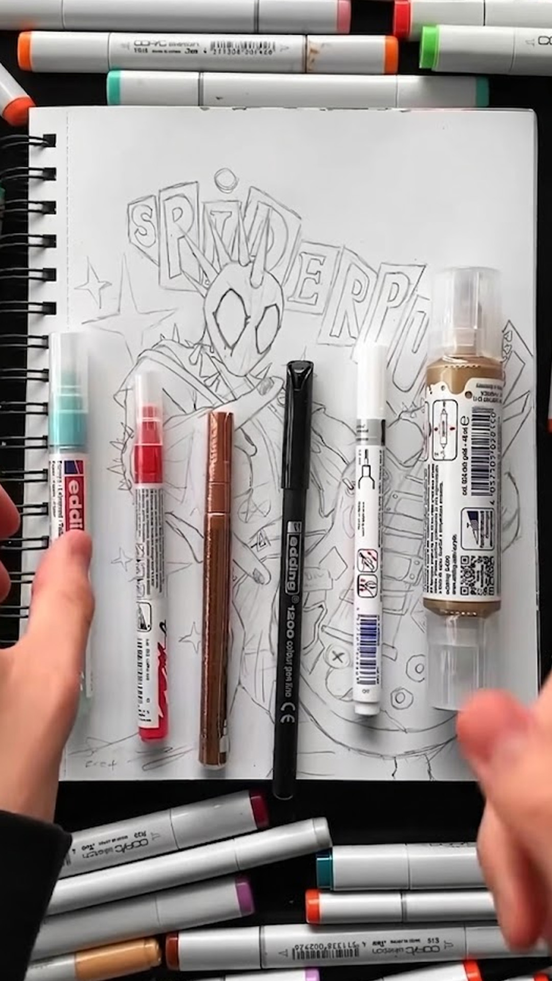 Creative art challenge with random professional supplies