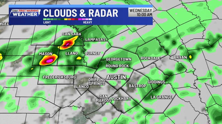 Severe thunderstorms moving into the Hill Country