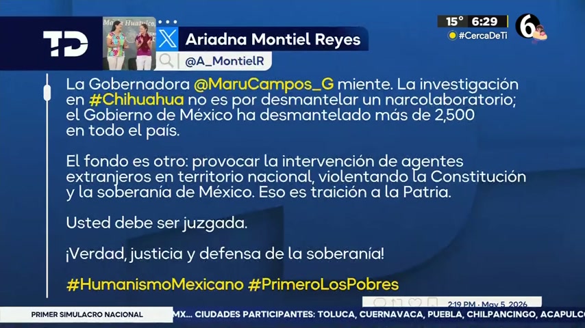 Ariadna Montiel acusa a la gobernadora Maru Campos de "traición a la ...