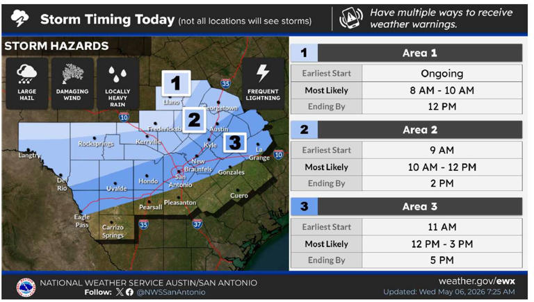 A severe thunderstorm watch is in effect for Central Texas. Here's when ...