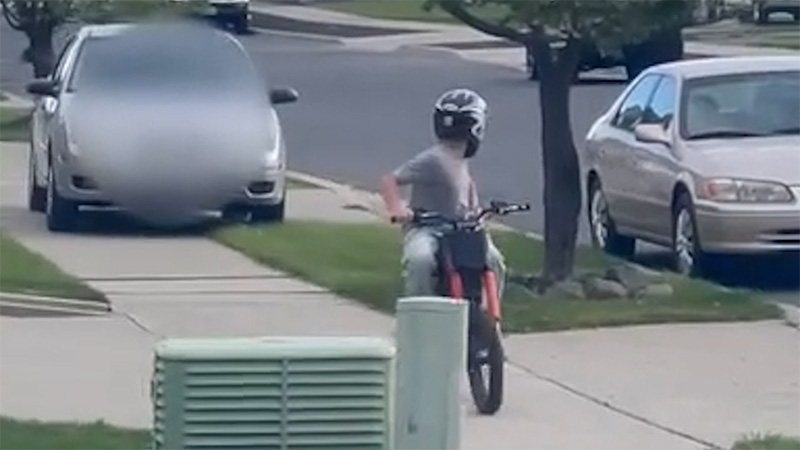Video: Driver chases after kid riding dirt bike on sidewalk