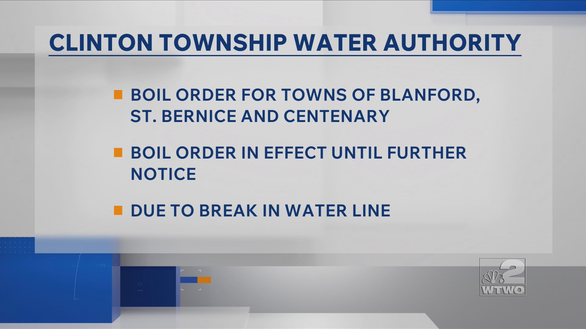 Clinton Township Water Authority customers under boil order