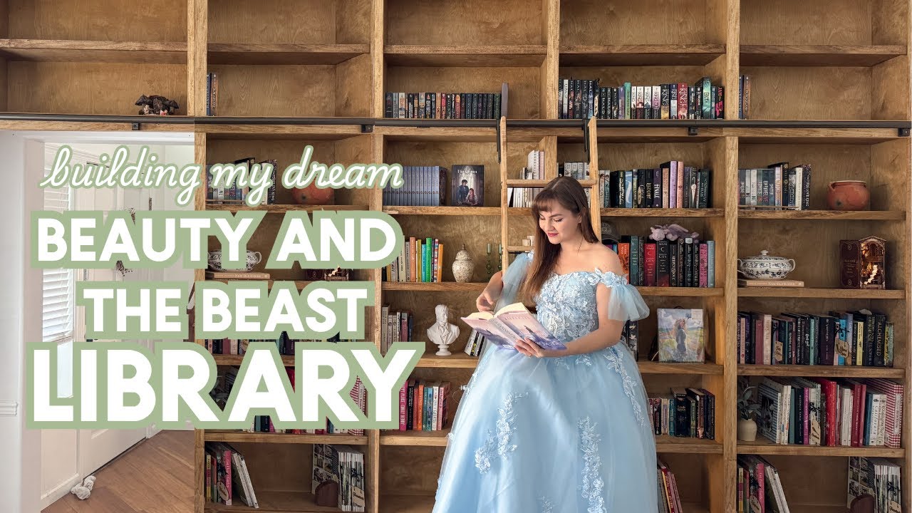 We built my dream Beauty & the Beast library (with a rolling ladder ...