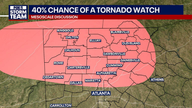 Live: Tornado, flood watches; severe storms move into North Georgia