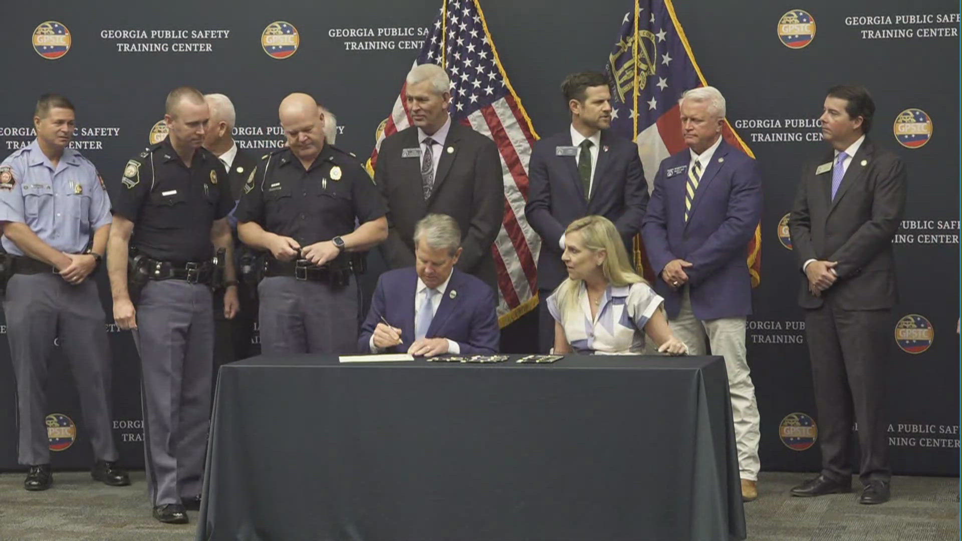 WATCH: Kemp signs bills into law at the Georgia Public Training Safety ...
