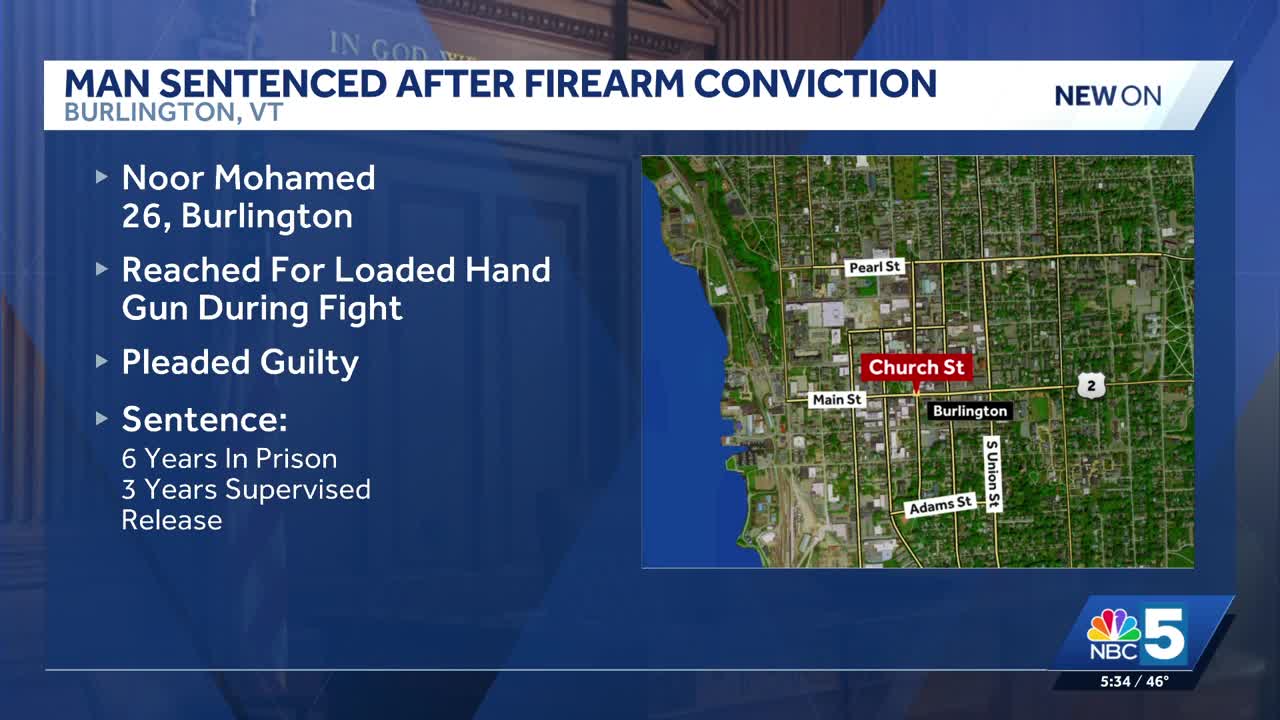 Burlington man sentenced for gun charges after Church Street fight