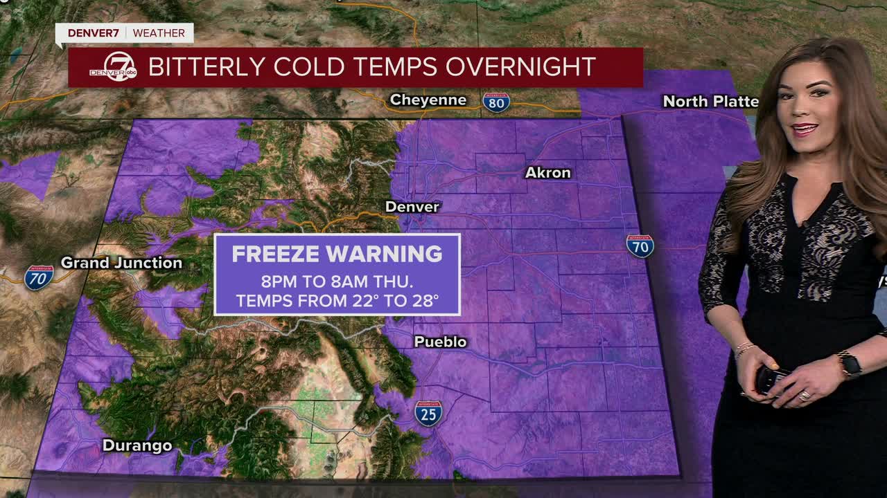 Bitterly cold, hard freeze overnight across E Colorado; seasonal ...