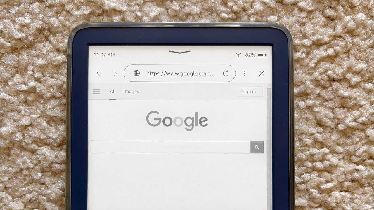 The Web browser on Kindle, featuring Google