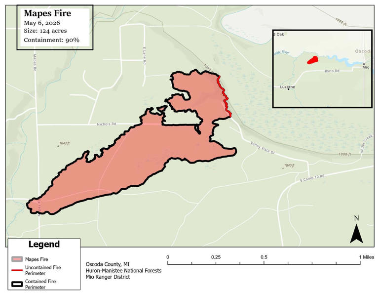 Michigan wildfire 90% contained but dry weather remains a concern