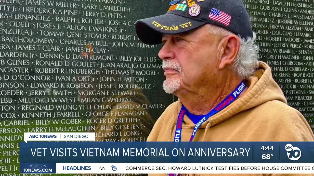 Army veteran visits Vietnam memorial on anniversary of being shot