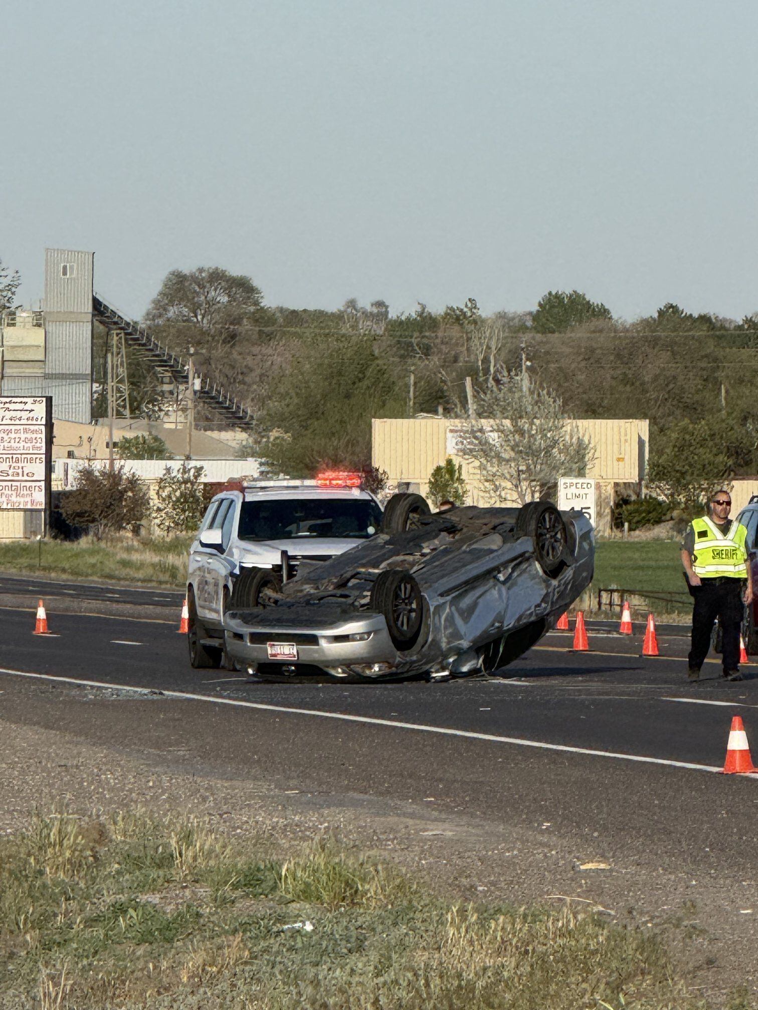 Car ends up on roof after crash