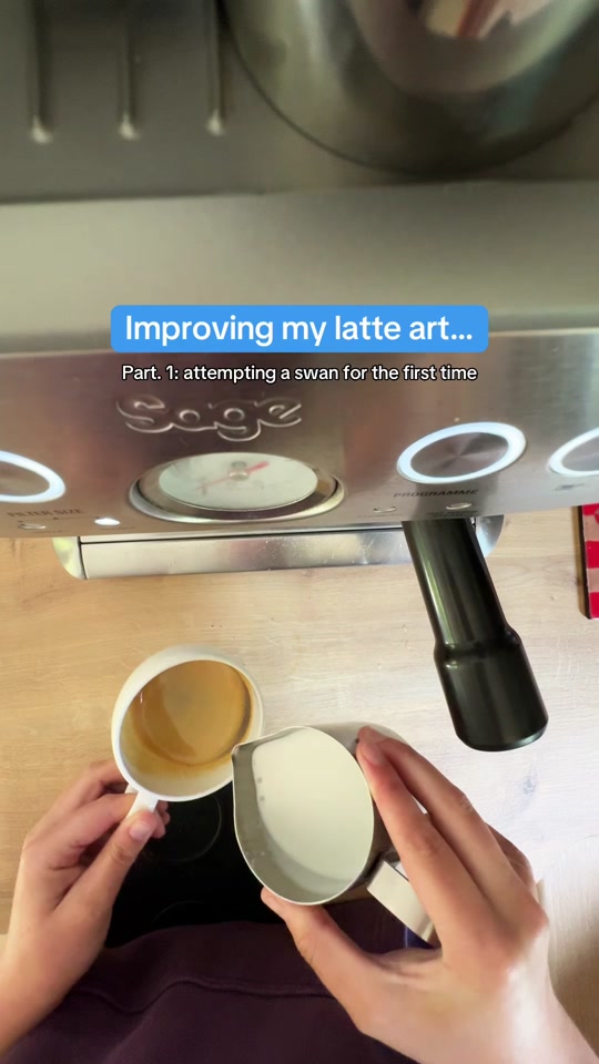 Trying swan latte art before mastering the basics