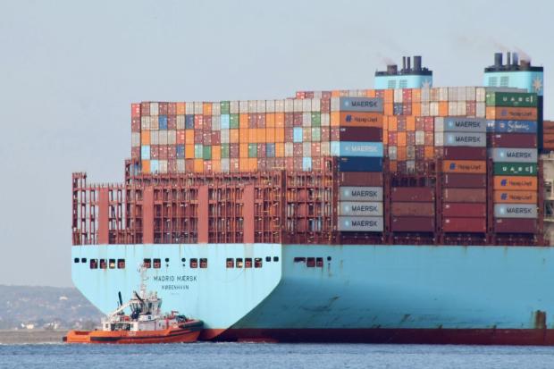 One of the world's largest container ships sails into Essex