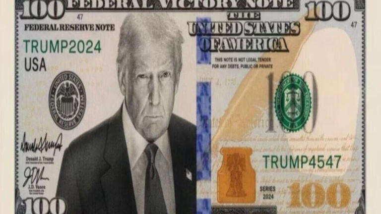Trump shares mock-up of redesigned $100 note featuring his image and ...