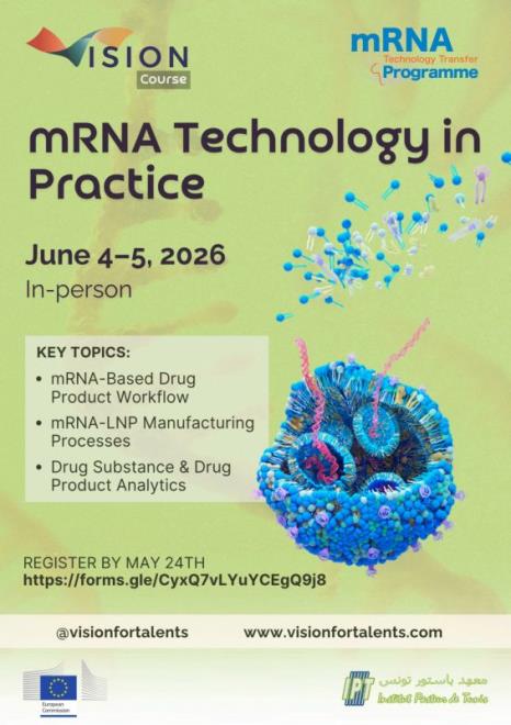 معهد باستور يستضيف دورة تدريبية في تكنولوجيا mRNA يومي 4-5 جوان 2026 - تكنولوجيا news from وكالة تونس إفريقيا للأنباء