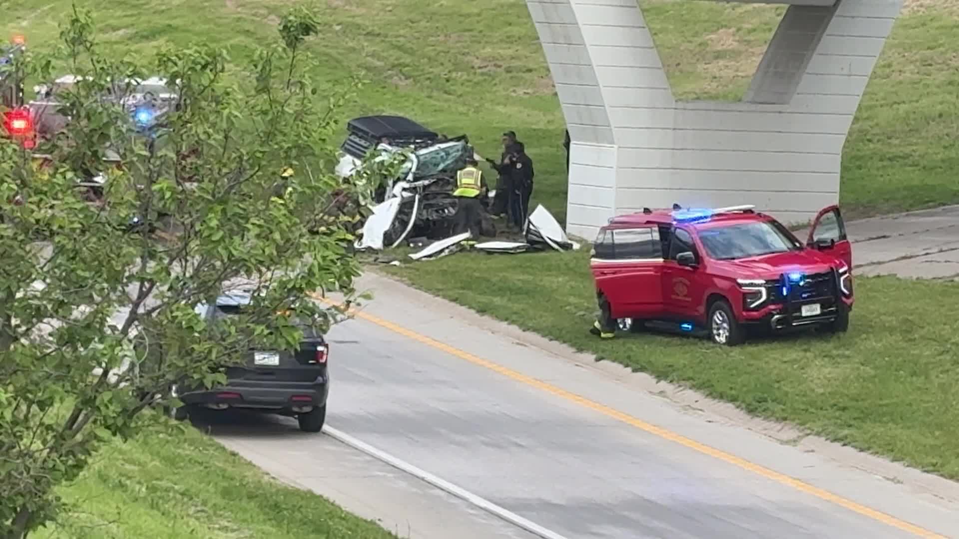 Video from scene of fatal crash at I-235 E University exit ramp on Tuesday