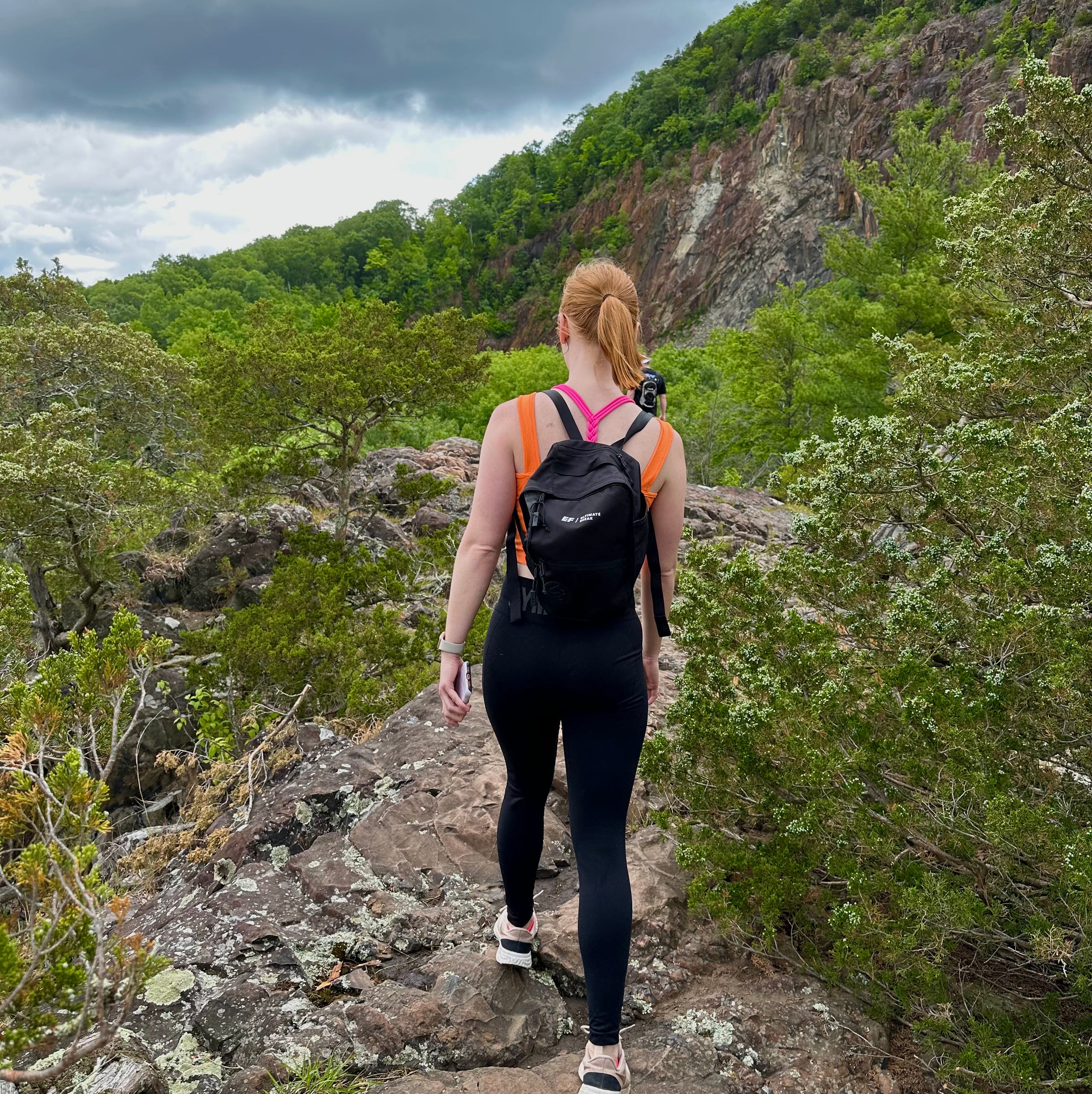Back of woman hiking at Sleeping Giant