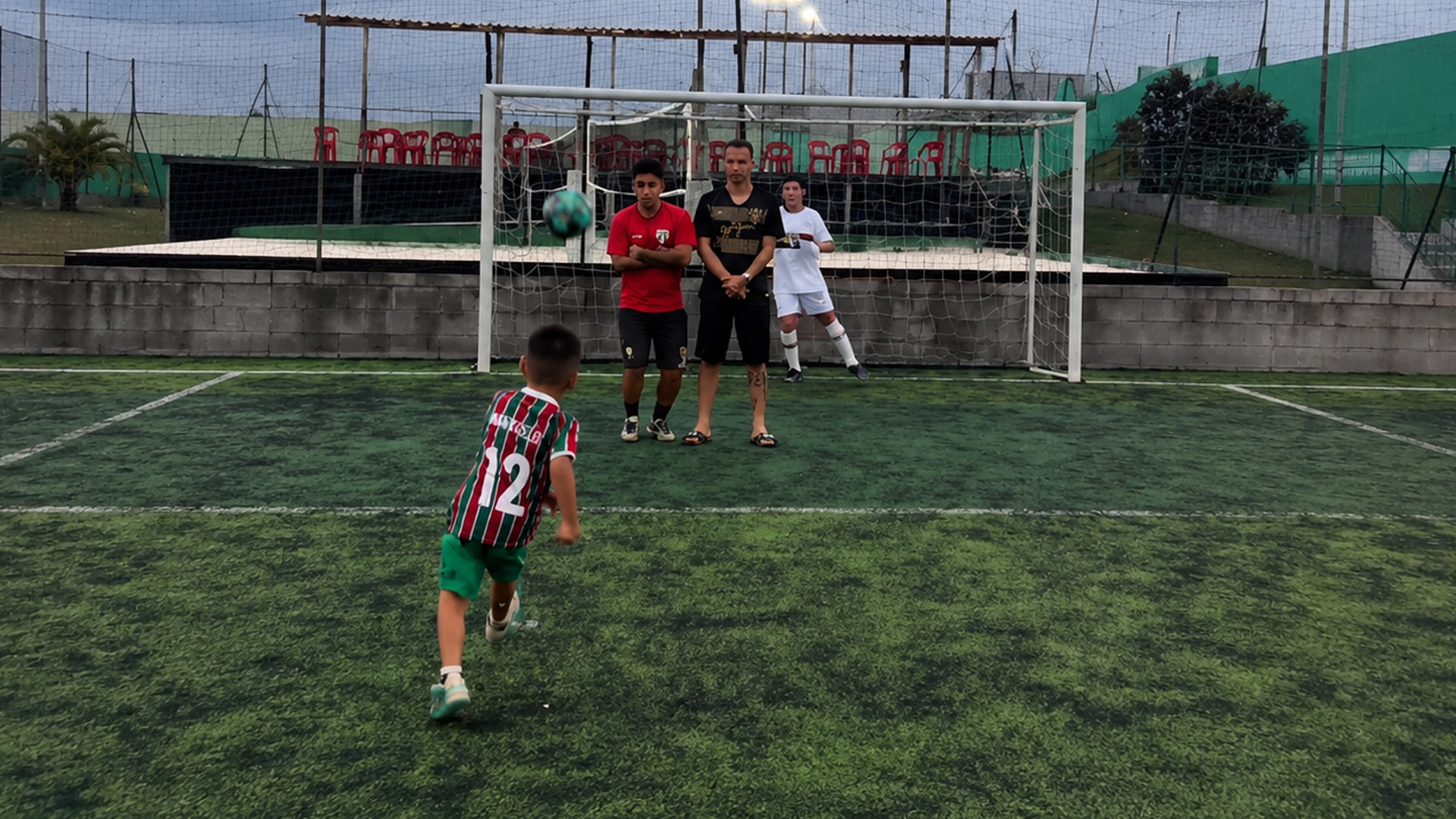 His unexpected football shot surprised every adult there