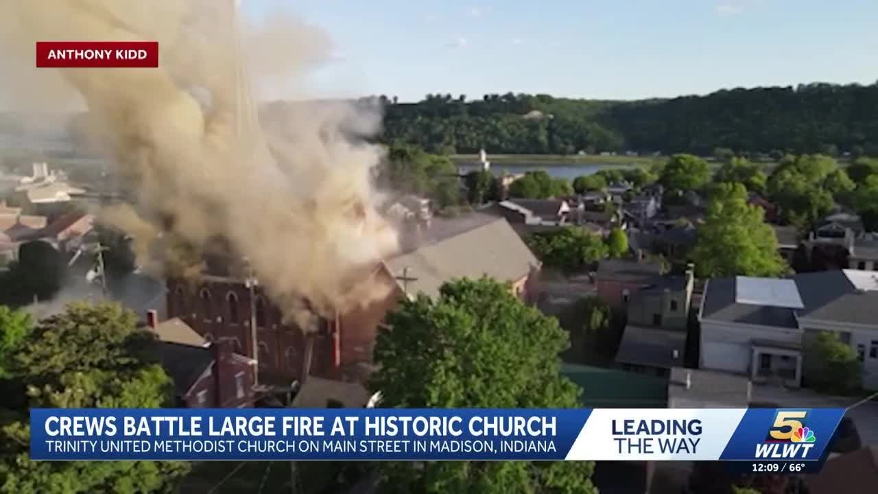 Historic Indiana church heavily damaged in massive fire