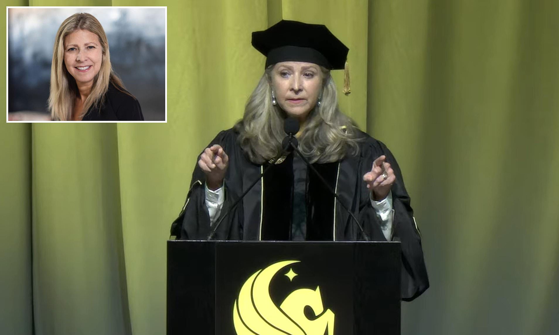 Florida University commencement speaker visibly stunned as graduates ...