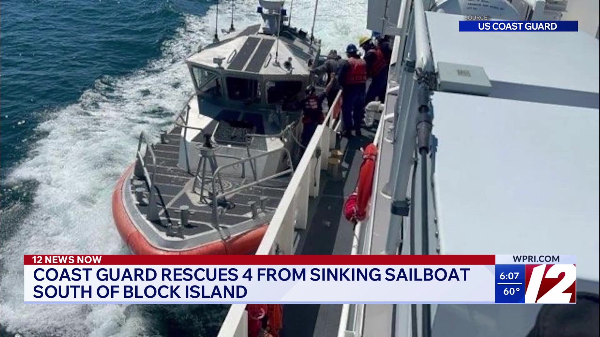 Coast Guard rescues 4 from sinking sailboat off Block Island