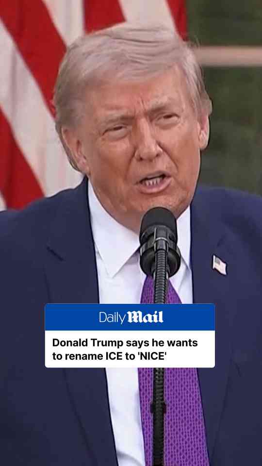Trump jokes about renaming ICE to 'NICE' during Rose Garden remarks