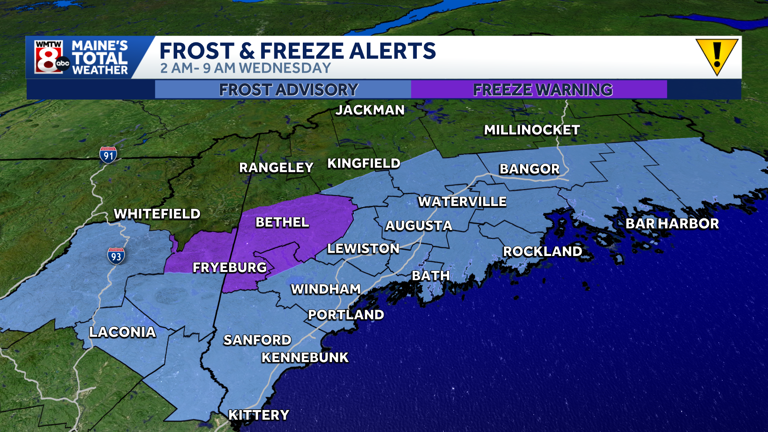 Frost advisories, freeze warnings issued ahead of coldest night of the week