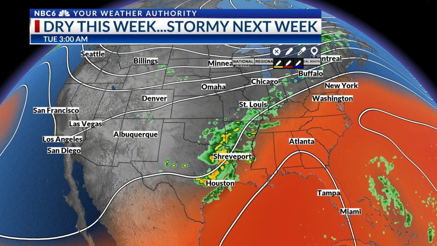 Dry this week & stormy all next week