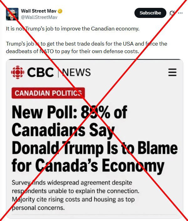 Fake headline on Canadians blaming Trump for economy originated as satire