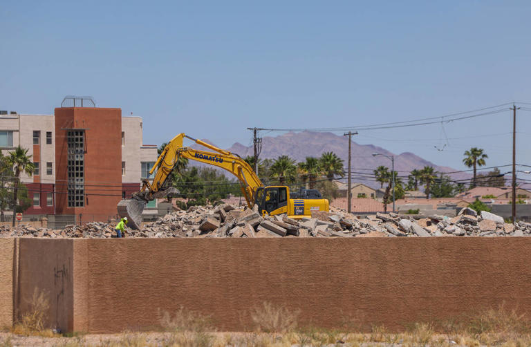 Rundown condo complex south of Strip torn down, new housing in the works