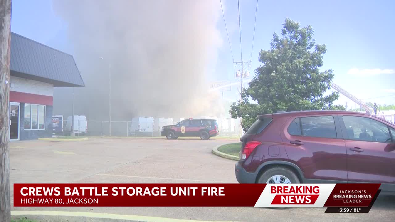 Storage facility on Highway 80 destroyed by fire