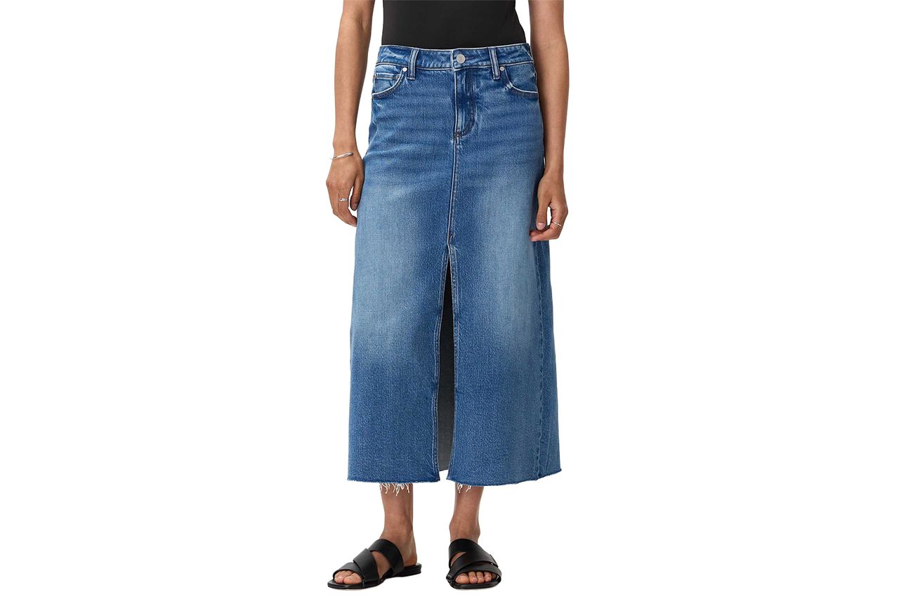 Stretch Denim 5-Pocket Midi Skirt Atlantic Blue